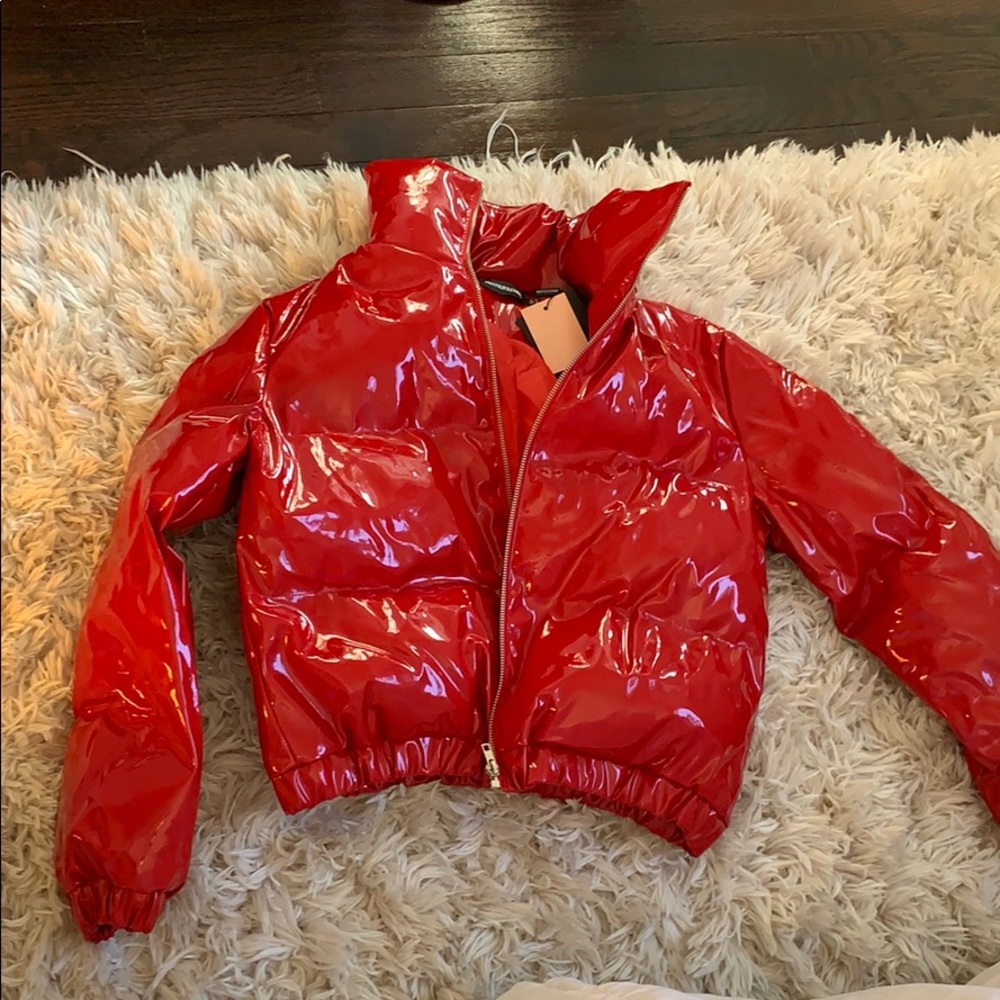 NEW pretty little thing vinyl puffer jacket